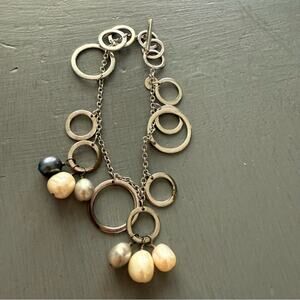 Tiffany & Co. Iridesse 925 Sterling Silver Circles & Pearls Bracelet